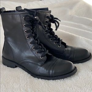 black combat boots